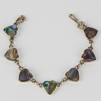 Vintage Paua Shell Bracelet — Hearts