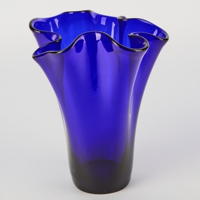 A Vintage Cobalt Handkerchief Vase